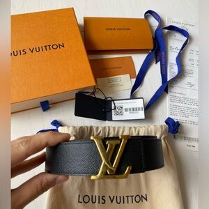 Louis Vuitton reversible logo black brown belt LV Initiales 30mm